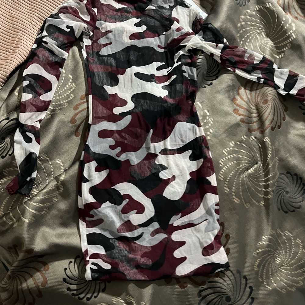 Camouflage Long Sleeve Dress